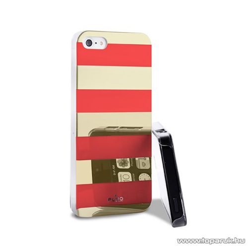 PURO iPhone SE / 5 / 5s okostelefon tok, csíkos, arany/korall