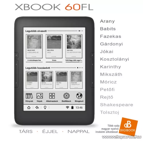 WayteQ Digi-Book xBook-60FL 6"-os E-book (e-könyv) olvasó - megszűnt termék: 2015. május