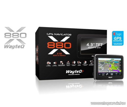 WayteQ x880 3D EU 4.3"-os GPS navigáció, 8GB + Sygic GPS Navigation Teljes Európa térképszoftver - megszűnt termék: 2015. június