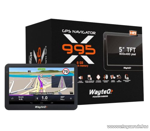 WayteQ X995BT Android 5"-os GPS navigáció készülék, 8 GB + Sygic Truck KAMIONOS navigációs szoftverrel - készlethiány