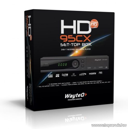 Wayteq HD-95CX MPEG4 DVB-T vevő + 12 hónap MindigTV EXTRA kártya - megszűnt termék: 2015. július