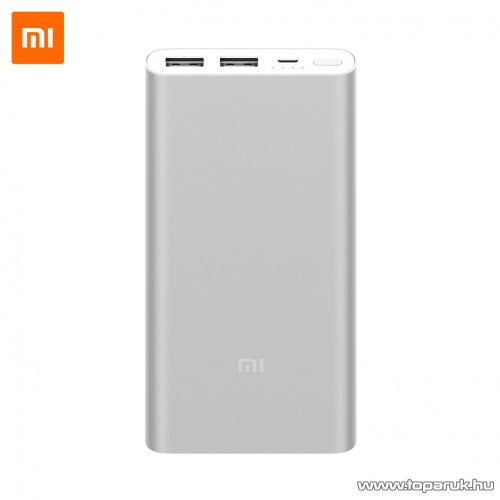 Xiaomi Mi Power Bank hordozható vésztöltő, 2S, 10000 mAh, QuickCharge 2.0, ezüst színben