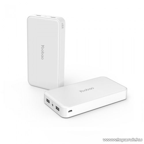 Yoobao MASTER M16 vésztöltő, külső akkumulátor, Power Bank, 16.000 mAh + LED lámpa, fehér
