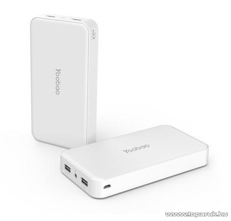 Yoobao MASTER M20 vésztöltő, külső akkumulátor, Power Bank, 20.000 mAh + LED lámpa, fehér