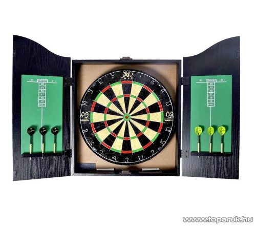 XQ Max Home Darts Center Fali darts szekrény, szizál darts tábla, fa szekrénnyel, 6 dart szettel