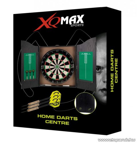 XQ Max Home Darts Center Fali darts szekrény, szizál darts tábla, fa szekrénnyel, 6 dart szettel