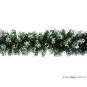   EVERSNOW Glacier Fenyő girland toboz és műhó dekorációval, 270 cm (KGR 270)