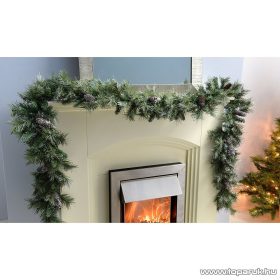   EVERSNOW Glacier Fenyő girland toboz és műhó dekorációval, 270 cm (KGR 270)
