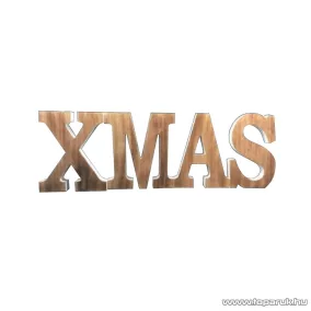 XMAS betű dekoráció fából, 24 cm magas betűk