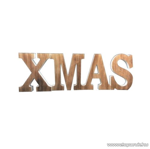 XMAS betű dekoráció fából, 24 cm magas betűk