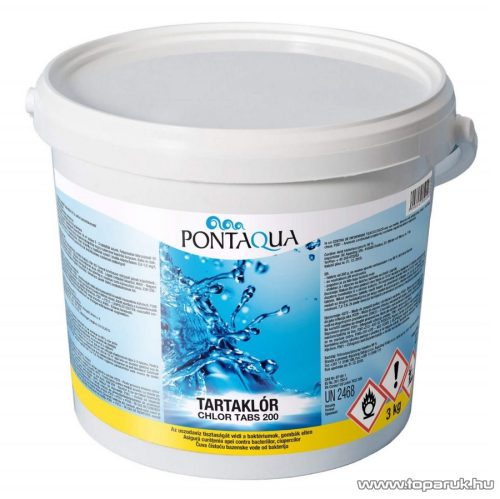PoolTrend / PontAqua CHLOR TABS 200 (tartaklór) medence fertőtlenítő tabletta, klóros, 3 kg (15 db tabletta)
