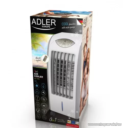 Adler AD 7915 3 az 1-ben Léghűtő távirányítóval, hűtés, tisztítás és párásítás funkcióval, 350 W, fehér