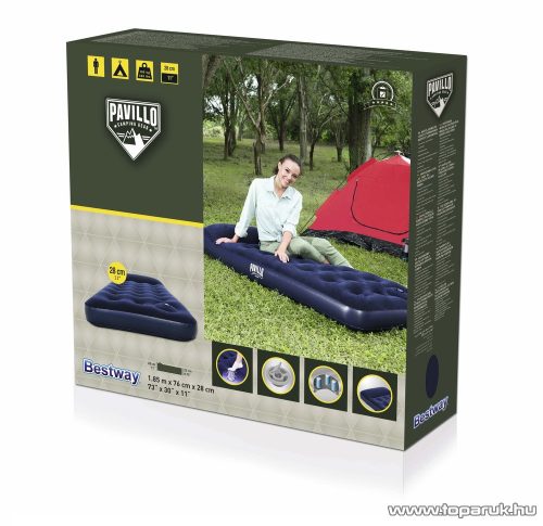 Bestway Pavillo 67223 Egyszemélyes felfújható matrac ágy, vendégágy, beépített lábpumpával, 185 x 76 x 28 cm, kék