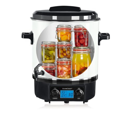 27 literes zománcozott tartály 18 darab befőttes üveg dunsztolásához