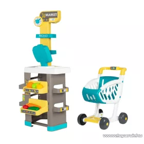   Smoby 350243 Szupermarket gyerekbolt bevásárlókocsival, 34 részes