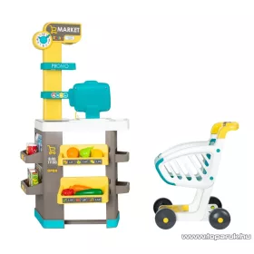  Smoby 350243 Szupermarket gyerekbolt bevásárlókocsival, 34 részes