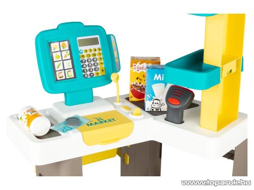 Smoby 350243 Szupermarket gyerekbolt bevásárlókocsival, 34 részes