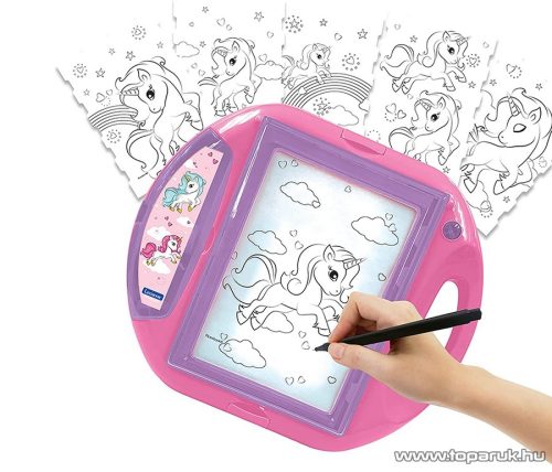 Lexibook Unikornis rajzoló projektor, rajztábla sablonokkal és nyomdákkal