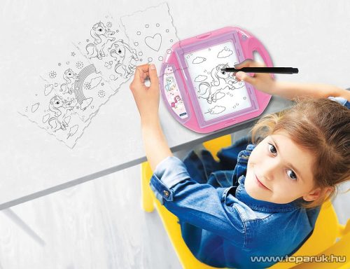 Lexibook Unikornis rajzoló projektor, rajztábla sablonokkal és nyomdákkal