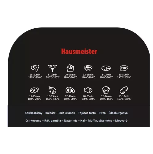 Hausmeister HM6933 Air Fryer forrólevegős sütő, 5 literes, 1500 W