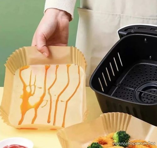 Hausmeister HM6935 Sütőpapír Air Fryer forrólevegős sütőkbe, szögletes, 50 db/csomag