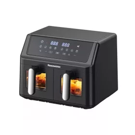   Hausmeister HM6936 Dupla kosaras Air Fryer forrólevegős sütő betekintő ablakkal, digitális, 9 literes, 2 x 4,5 literes kosár, 2000 W