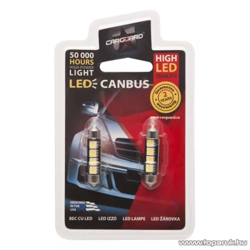 Carguard 4 SMD LED-es sofita izzó rendszám vagy belső tér világítás, fehér, 2 db / csomag (51016)