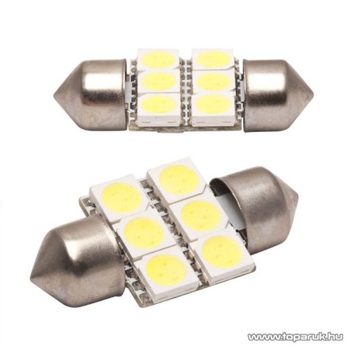 Carguard 6 LED-es sofita izzó rendszám vagy belső tér világítás, fehér, 2 db / csomag (50998)