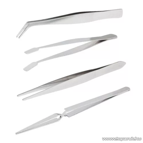 delight Rozsdamentes acél csipesz szett csúszásmentesítő bordázással, 4 db / csomag (10779)
