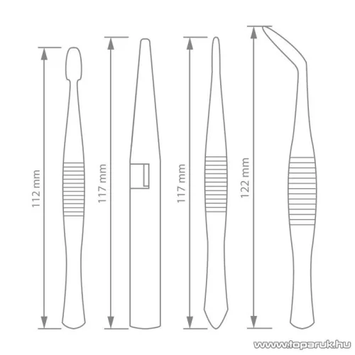 delight Rozsdamentes acél csipesz szett csúszásmentesítő bordázással, 4 db / csomag (10779)