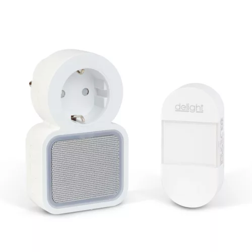 delight 55338 Digitális elem- és vezeték nélküli Kinetic csengő, fehér (hatótávolság max. 150 m)