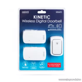   delight 55345WH-2 Digitális KINETIC elem és vezeték nélküli csengő dupla vevőegységgel, fehér (hatótávolság: 100 m)