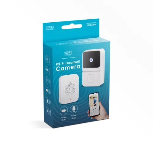 delight 55385WH Smart videós kapucsengő szett, beépített akkumulátorral, éjjellátó funkcióval, fehér