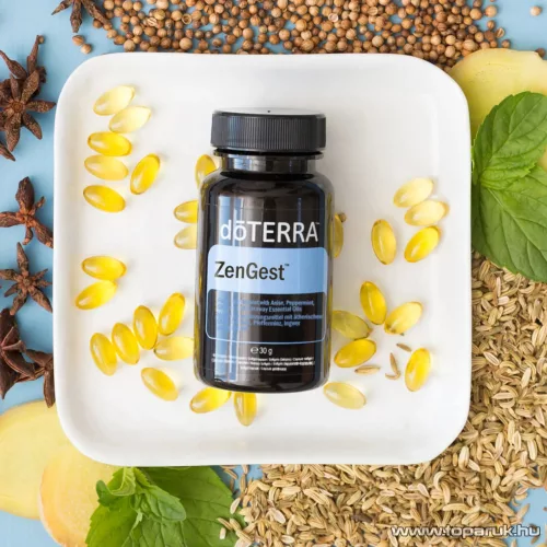 doTERRA Zengest lágyzselatin kapszula, táplálékkiegészítő borsmenta, gyömbér, kömény és ánizs esszenciális olajokkal
