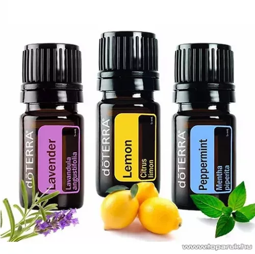 doTERRA Esszenciális olaj bemutató csomag, levendula, citrom és bormenta, 3 x 5 ml