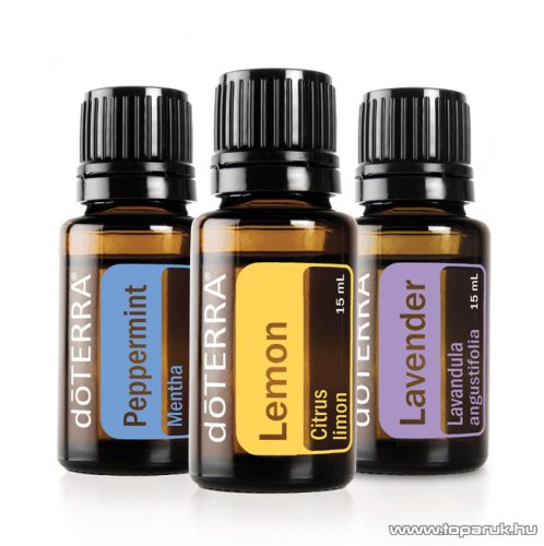 doTERRA Esszenciális olaj kezdő csomag, levendula, citrom és bormenta, 3 x 15 ml
