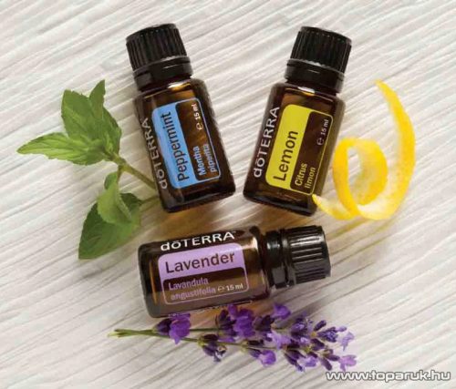 doTERRA Esszenciális olaj kezdő csomag, levendula, citrom és bormenta, 3 x 15 ml