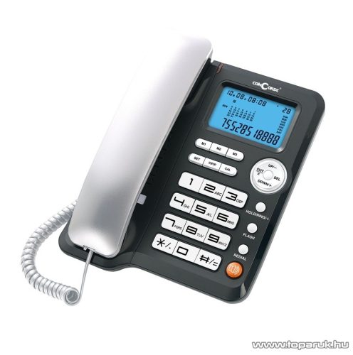 ConCorde A80 világító LCD kijelzős vezetékes telefon, fekete-ezüst színű