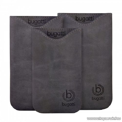 Bugatti Skinny steel M sötét sürke álló bőrmobiltelefon tok, 72x123mm (07901)