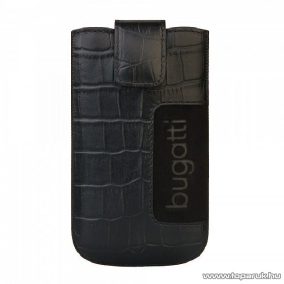   Bugatti SlimCase Croco black, fekete színű álló bőrmobiltelefon tok, 73 x 122 mm (07757)