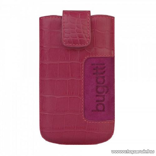 Bugatti SlimCase Croco pink, rózsaszín álló bőrmobiltelefon tok, 73 x 122 mm (07756)
