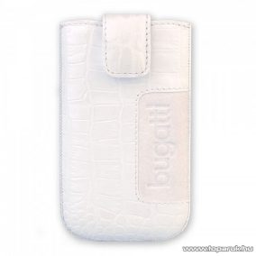   Bugatti SlimCase Croco white, fehér színű álló bőrmobiltelefon tok, 73 x 122 mm (07760)