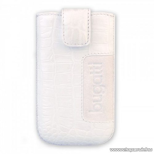 Bugatti SlimCase Croco white, fehér színű álló bőrmobiltelefon tok, 73 x 122 mm (07760)