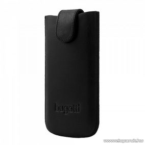   Bugatti SlimCase Leather S fekete színű álló bőrmobiltelefon tok, 6,3cm x 11,4cm (007311)