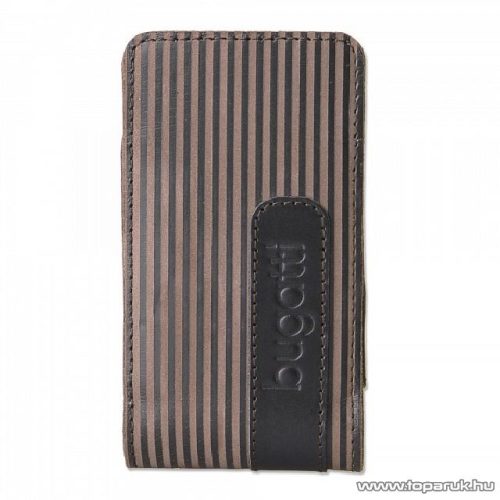 Bugatti Twin striped Leather M nemes borjúbőrből készült, álló mobiltelefon tok, 61 x 123 mm (07604)