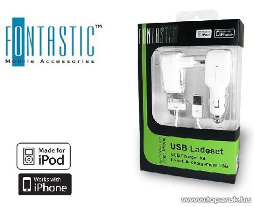 Fontastic iPhone BS-089 USB, autóstöltő, hálózati töltő csomag