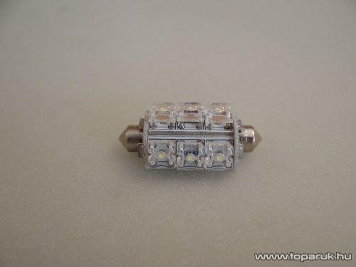 9 Piranha LED-es, 270 fok látószögű beltéri, vagy rendszámtábla megvilágító led, 12V, 8 W, jégfehér (LD22-C5W)