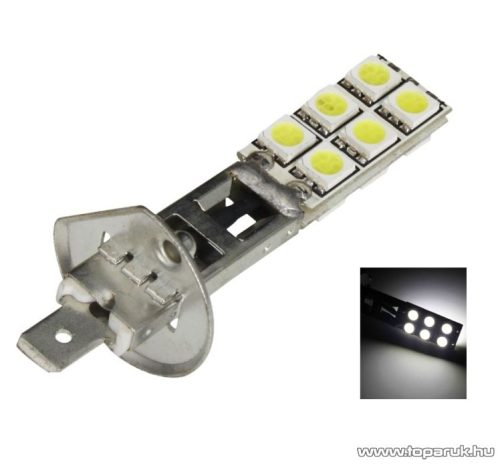 H1-es izzó foglalat helyére való, 12 SMD LED, 360 fokban világító, jégfehér (LD12d-HF)
