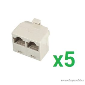   USE TT 18-2 Telefonelosztó 8P/8C, Y elosztó, 1 dugó - 2 aljzat, fehér, 5 db / csomag (TT 18-2)