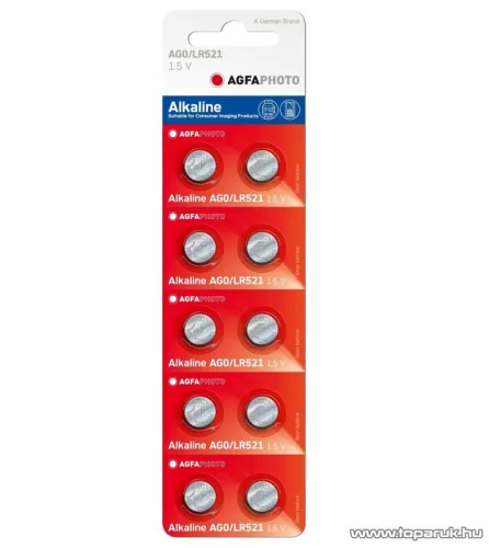AgfaPhoto AG0 - 1,5V-os gombelem, alkáli LR63, 10 db / csomag
